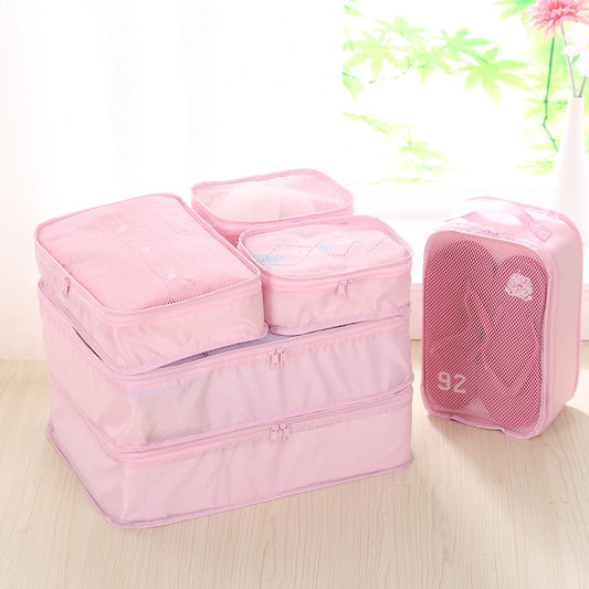 JJ POWER Travel Packing Cubes, Luggage Organizers with Shoe Bag (Pink)