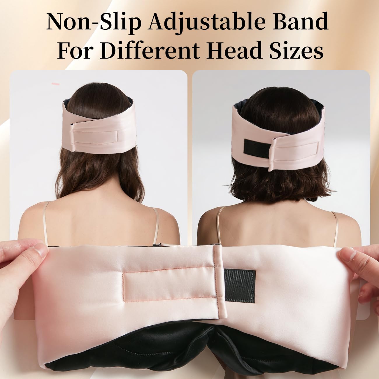 USlixury Silk Sleep Mask, 3D Contoured Sleeping Masks, Blackout Sleep Masks for Women with Nose Wing,100% Mulberry Silk, Face-Hugging Non-Slip SLEP Mask for Side Sleeper, 27.5x4.5'', Pink