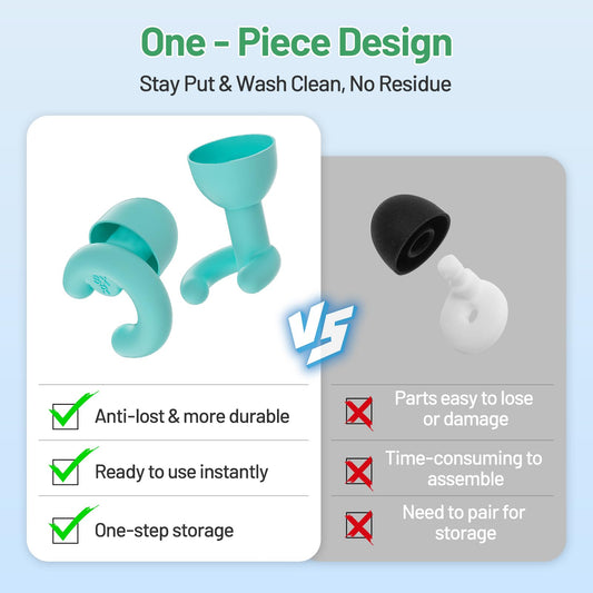 HeyFir Ultra-Soft Noise Cancelling Ear Plugs, Reusable Silicone for Sleep Concerts Travel Office,33dB (NRR),Ergonomic Integrated Design Fit for Small Ear Canals Noise Sensitivity (Green, 4 Pairs)