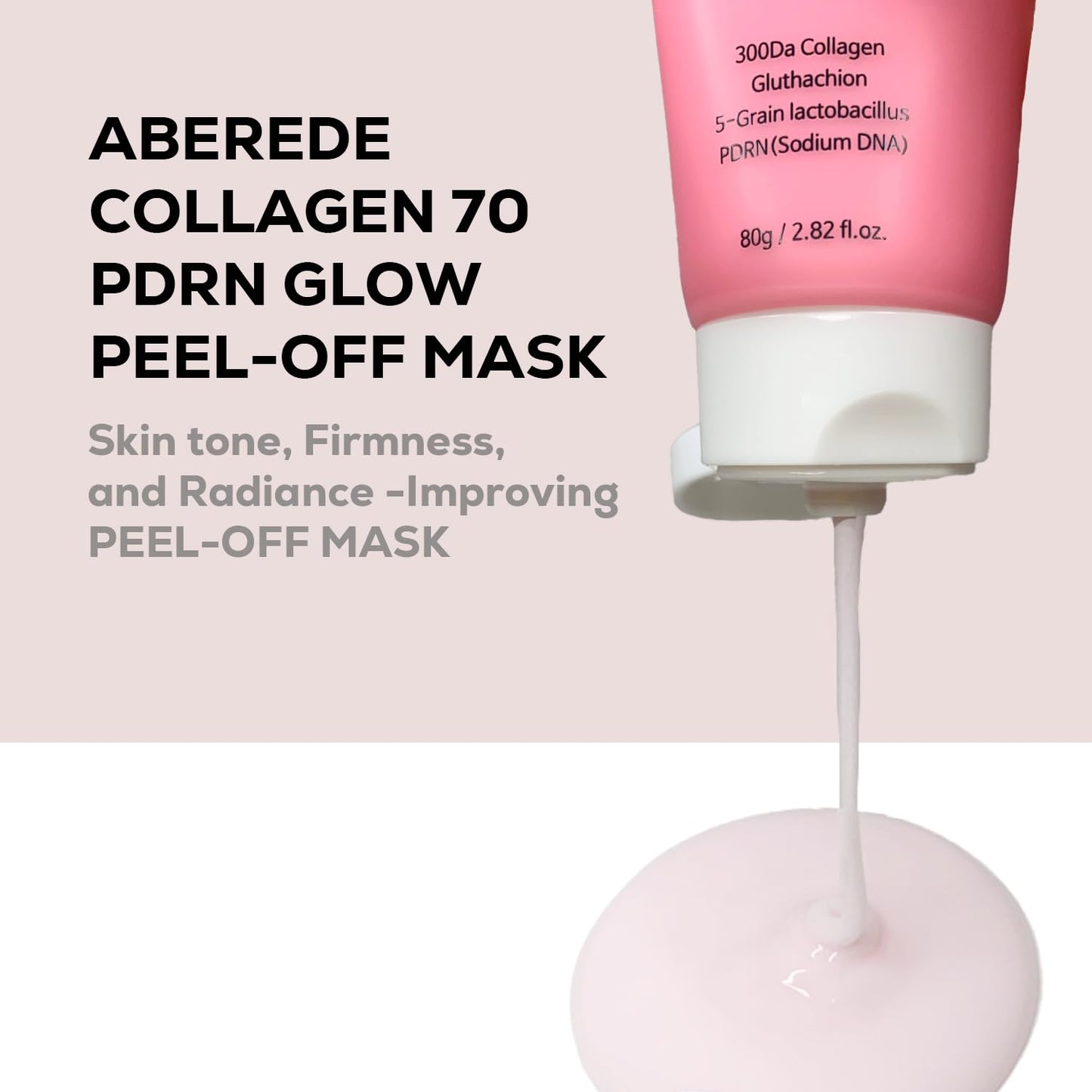 ABEREDE Collagen 70 PDRN Glow Mask 2.82 fl.oz, Korean Peel-Off Mask for Firming, Glass Skin, Glutathione, Cica PDRN, Slow-Aging, Hydrating, Vegan K-Beauty Skin Care