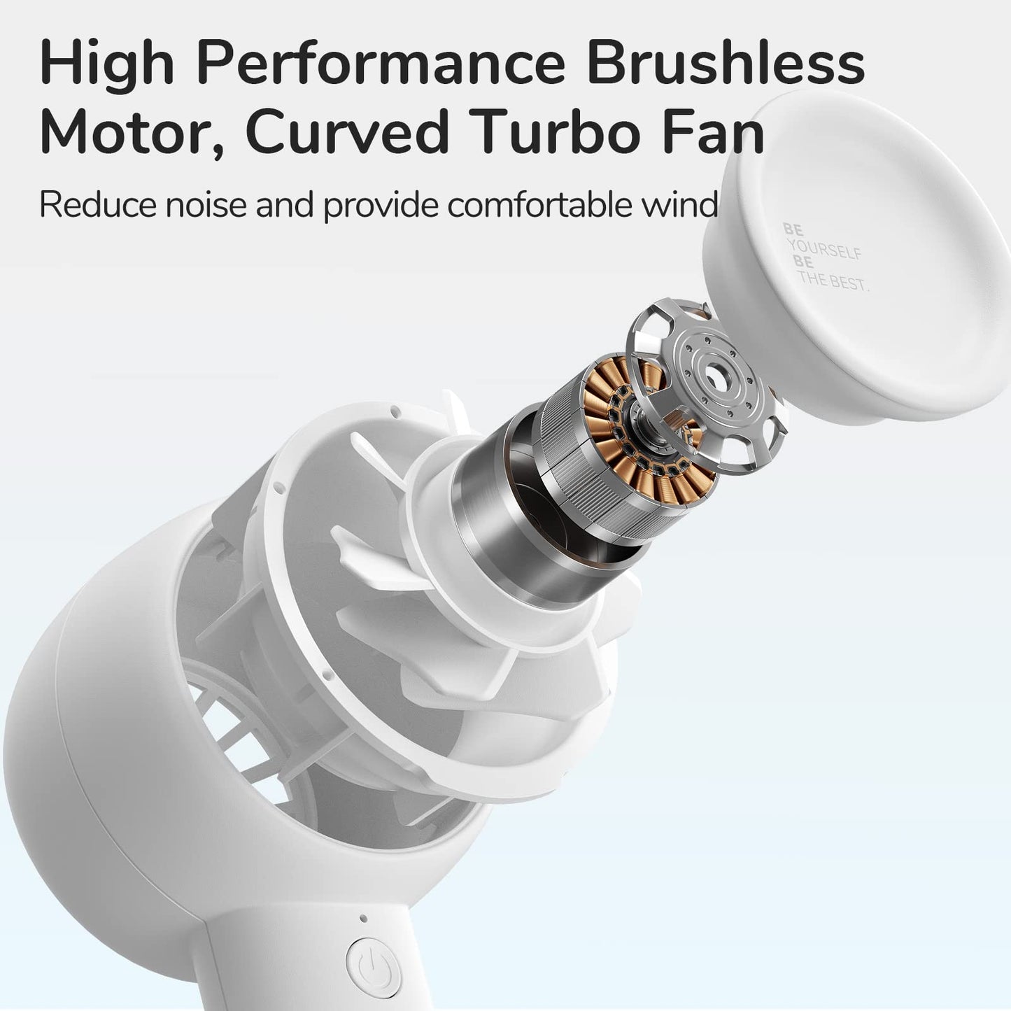 JISULIFE Mini Portable Fan-Bladeless Safe Design, Powerful Turbo Handheld Fan with 5 Speeds, 16Hrs Max Cooling Time，USB Rechargeable, Small Pocket for Travel/Lash, Gifts For Girls/Women