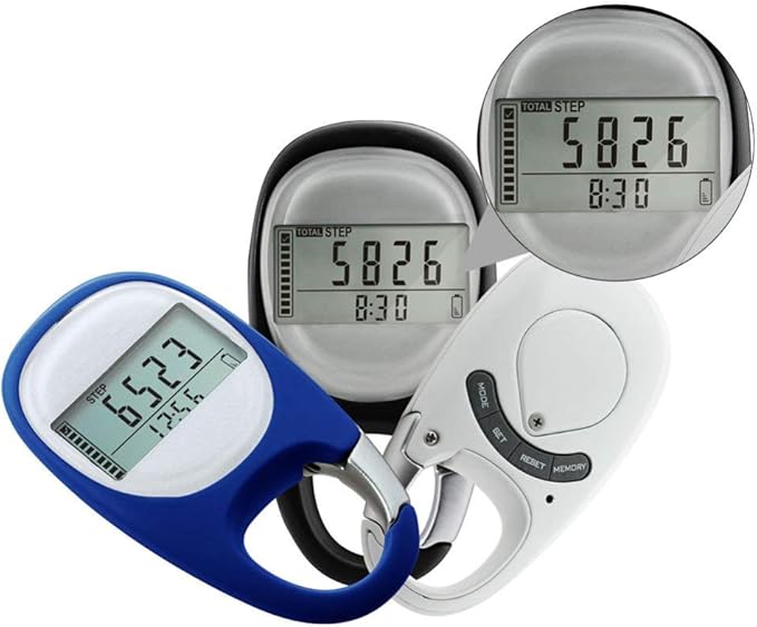 BESPORTBLE Portable Pedometer 3D Digital Pedometer with Clip Simple Walking Step Counter for Men Women Kids Track Steps and Miles/Km Calories Burned Random Color