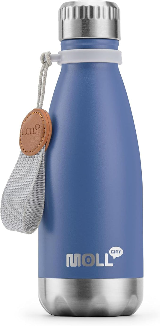 Kids Water Bottle for School-12 oz Stainless Steel Double Wall Vacuum Insulated Sports Water Bottle Reusable Metal Leak Proof Cola Shape Flask for Girls(Royal Blue)