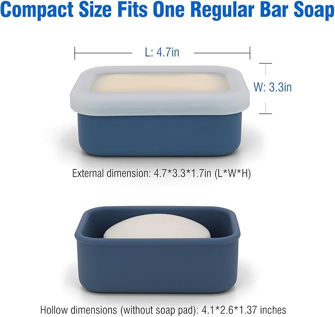 Compact Leakproof Travel Soap Case, Silicone Travel Soap Container, Portable Soap Box with Drainage Layer, Shatterproof Soap Holder for Bathroom, Gym (Pink)