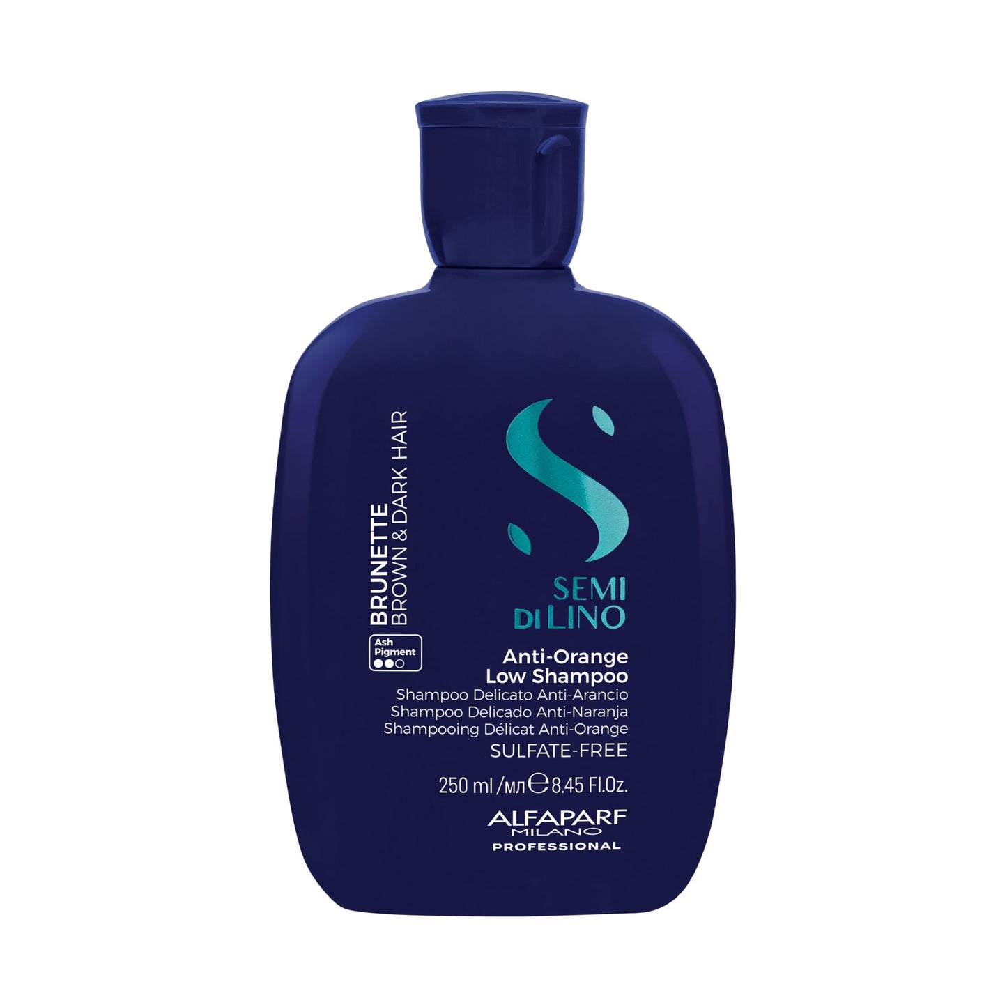 Alfaparf Milano Semi Di Lino Anti Orange Blue Shampoo for Brown, Chestnut & Dark Hair - Sulfate Free Brunette Shampoo - Removes Brass & Unwanted Tones (8.45oz / 250ml)