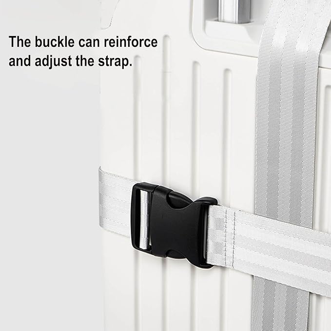 3-in-1 Luggage Straps, Luggage Belt Strap, Luggage Straps for Suitcases TSA Approved,Suitcase Belt Strap Bag Straps for Luggage Wraps and Buckle Straps (White 3-1)