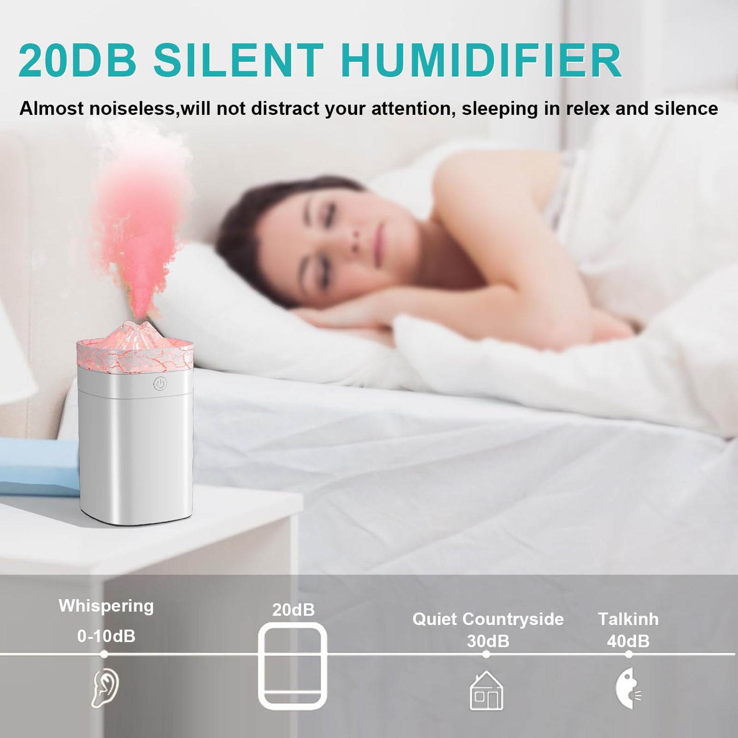 Portable Mini Humidifier, 400ml Small Humidifier with 2 Modes Large Spray, USB Personal Desktop Humidifiers for Home Bedroom Car Office Travel Yoga with 7 Color LED Light, Auto Shut-Off, Bass Work