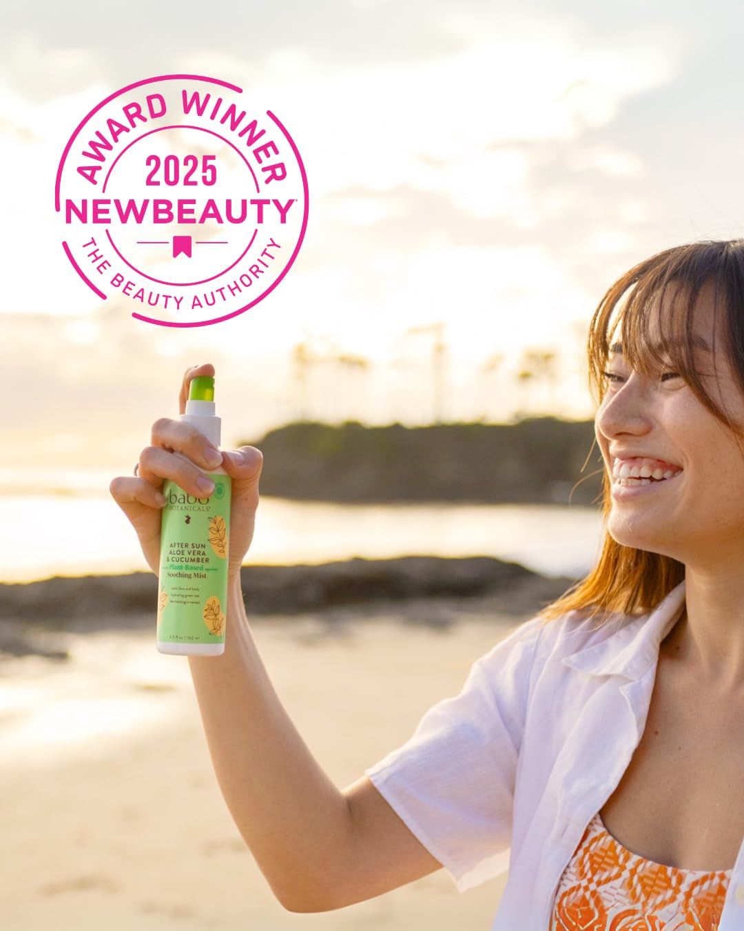 Babo Botanicals After Sun Soothing Mist - Aloe Vera & Cucumber - For Face, Body & Sensitive Skin - Non-Aerosol - No-touch application - EWG Verified - Alcohol-Free - Scented with cucumber extract