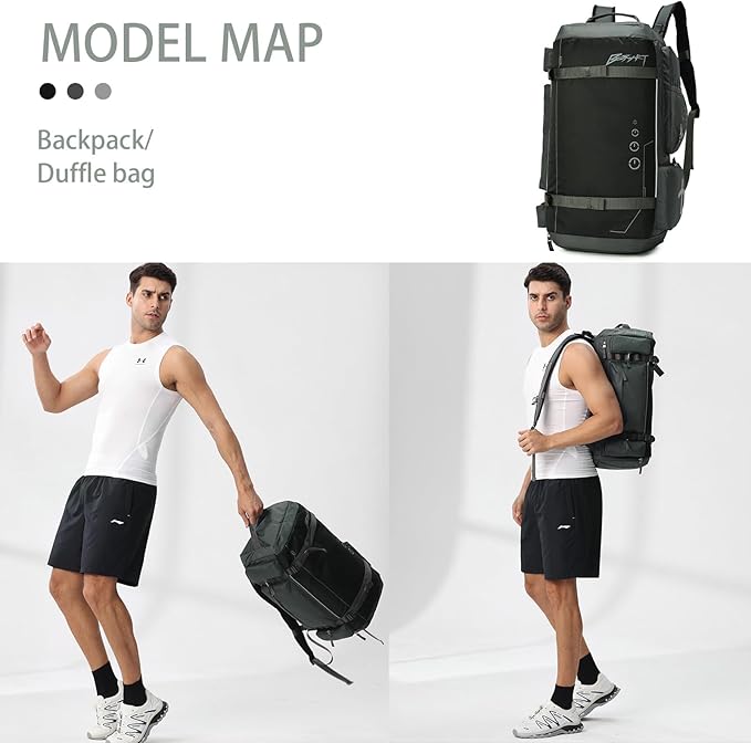 BESMART 40L Extra Large Gym Backpack for Men, Big Gym Bag with Shoes Compartment, Waterproof Heavy Duty Duffel Bags, Men's Workout Backpacks for Outdoor Sport,Hiking,Camping,Travel