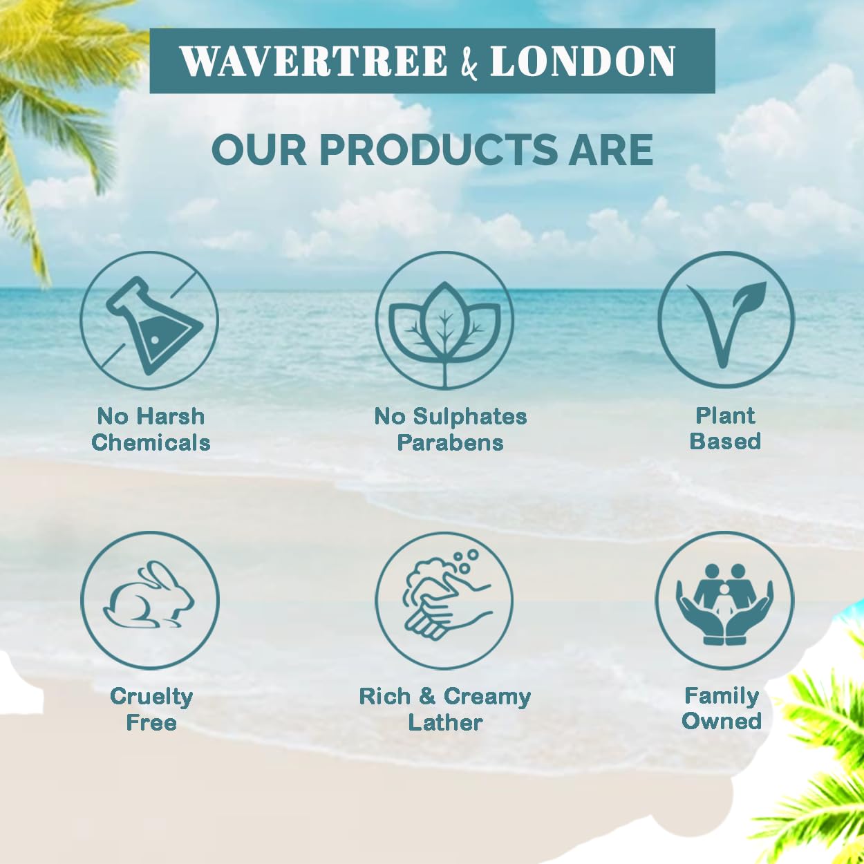 Wavertree & London Natural Liquid Soap Bottle with Dispenser Pump, Beach Scented Liquid Hand Soap for Bathroom, Kitchen - Australia Made Moisturizing Plant Oil Body & Hand Wash Soap