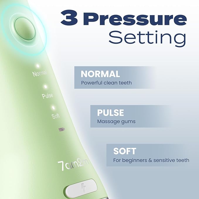 7AM2M Portable Water Flosser Cordless, Water Flosser for Teeth with 3 Modes and 2 Jet Tips, USB C Rechargeable, IPX7 Waterproof, Dental Water Flosser for Travel and Home Use (Green)