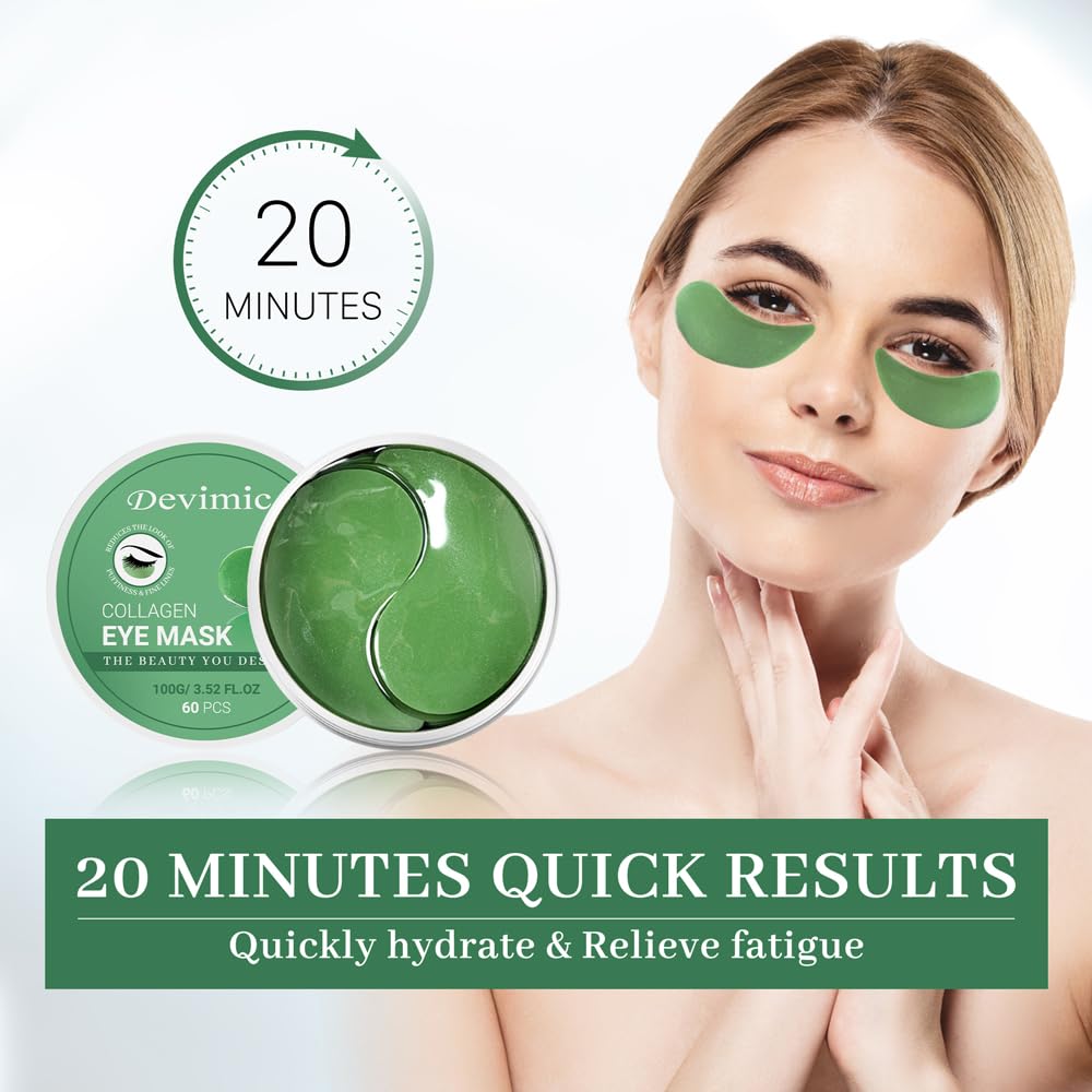Devimic Under Eye Mask, 30 Pairs Seaweed Eye Masks for Dark Circles and Puffiness Treatment, Under Eye Patches for Puffy Eyes and Eye Bags, Gel Eye Mask Eye Pads for Face Skin Care