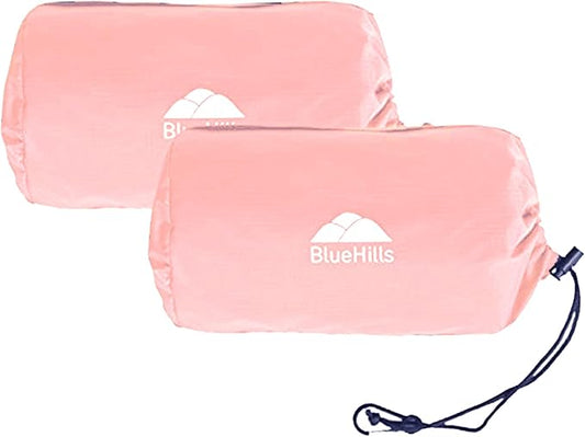 BlueHills Ultra Compact Travel Blanket 2 Pack Large Soft Cozy Portable Blanket Sheet with Carry Case and for Flight Airplane Car Layover Camping Hotel C206-2PK-Pink