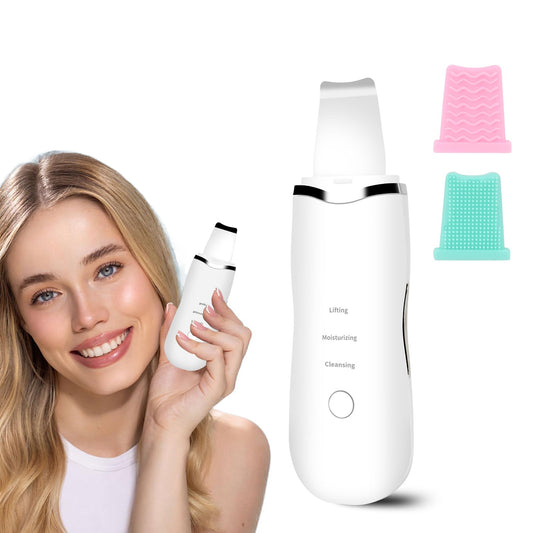 3 Mode Blackhead Remover Tools - Skin Scrubber Face Spatula Blackhead Remover for Deep Cleansing, Waterproof Rechargeable Facial Skincare Device (White)
