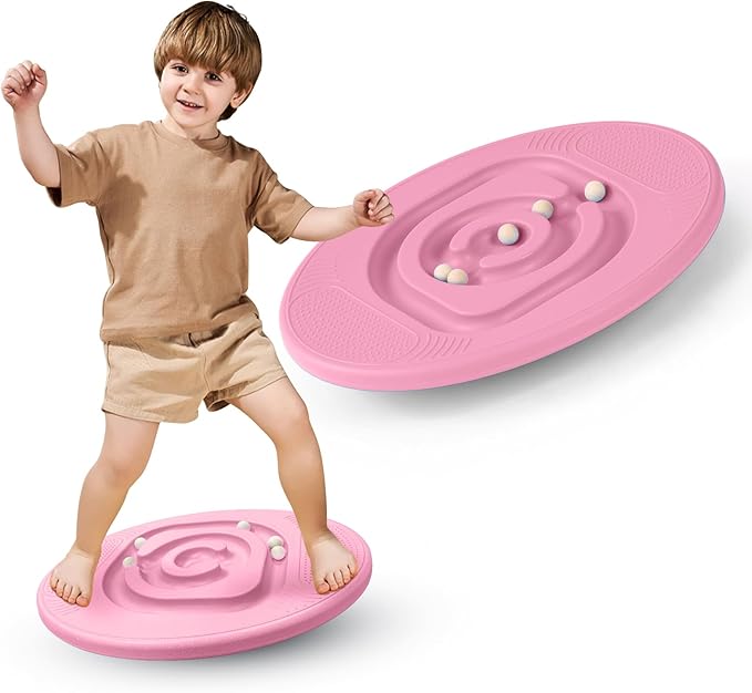 Kids Maze Balance Board - Wobble Trainer for Ski Surf Snowboard, Non-Slip Sensory Rocker Ages 3-12, Core Therapy & Skate Prep