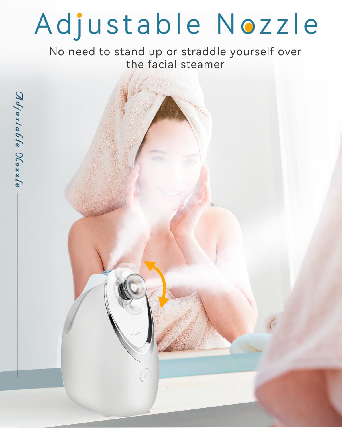 Kingsmile Facial Steamer, 3 in 1 Face Steamer for Facial,Compact NanoSteamer with Aromatherapy,Face Humidifier - Adjustable Nozzle, Warm Mist Steamer for Home SPA, Stainless Steel Skin Kit & Headband