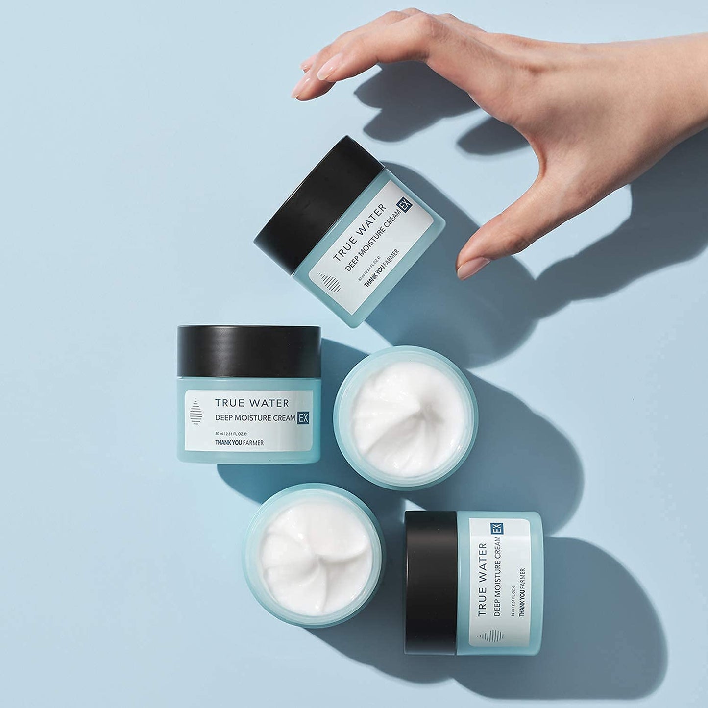 THANKYOU FARMER True Water Deep Moisture Cream EX - Hyaluronic Acid Moisturizer, Ceramide, Panthenol, Dermatologist Tested Korean Moisturizer for Face, Fragrance-free, 2.81 Fl Oz (80ml)