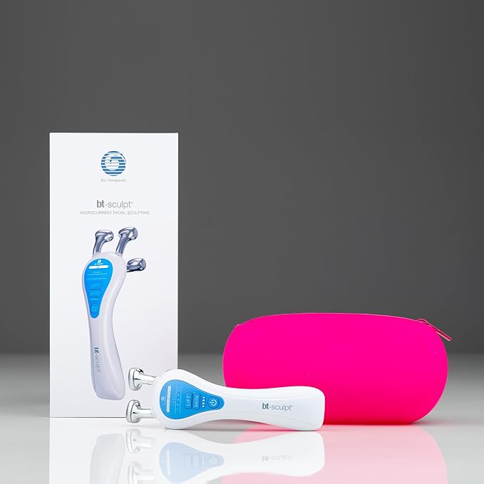 bt-Sculpt microcurrent Facial Lifting, Sculpting, and Firming with Proprietary kinesthetic Lifting for Home use. Includes Free complimentary Full Size Restyfluid