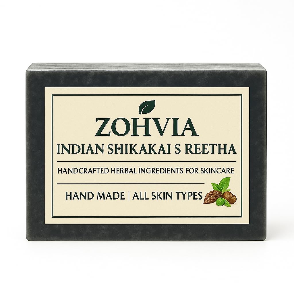 ZOHVIA Pure Shikakai Reetha Herbal Soap Bar 4.4oz Traditional Indian Cleanser with Amla, Neem Inspired by Ayurvedic Skincare Handcrafted with Coconut, Castor & Palm Oils, For men, women & teenagers