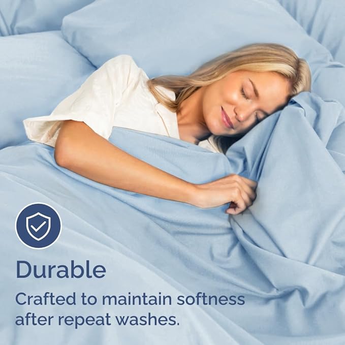 Bulk Case Pack of 16 Sheet Sets - (16) Complete Full Size Sheet Sets with Deep Pockets - Wholesale Bulk Bedding for Hotels, Spas & Airbnbs - Breathable, Cooling, Soft & Wrinkle Free - (Full, Sky Blue)