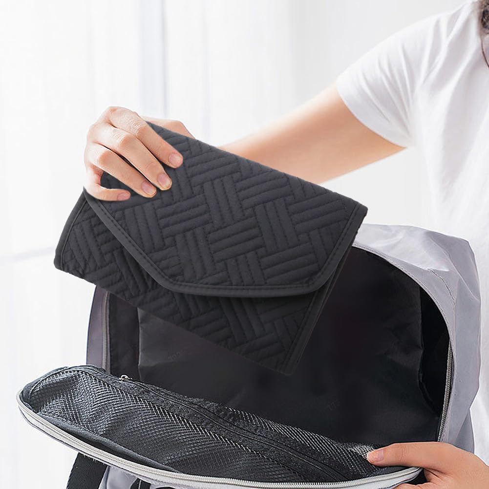 Parthan Travel Jewelry Organizer Case, Foldable Jewelry Storage Roll with 50 pcs Transparent Self Sealing Bag for Store Necklaces Earrings Bracelets Rings, Travel Essentials Girls Gifts(Black)