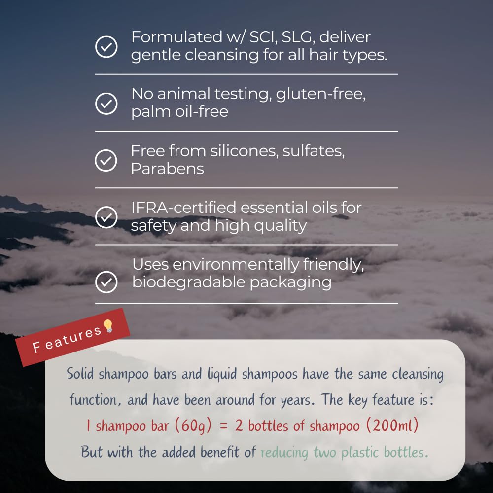 SHANZETAN pH-Balanced Shampoo Bars | Sulfate-Free, Paraben-Free | Deep Hydration with Natural Oils | Travel-Friendly & Long-Lasting | 02 Cozy Woodlands