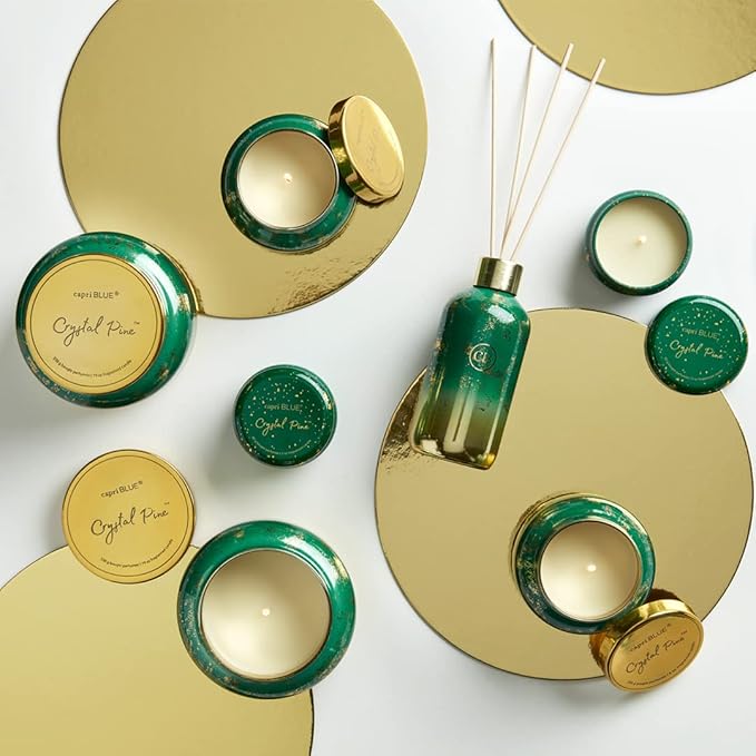Capri Blue Glimmer Jar Candles - Luxury Holiday Scented Candles for Home - Long Lasting Soy Wax Blend - Scented Holiday & Home Decor - Crystal Pine Signature Petite Jar (8 oz)