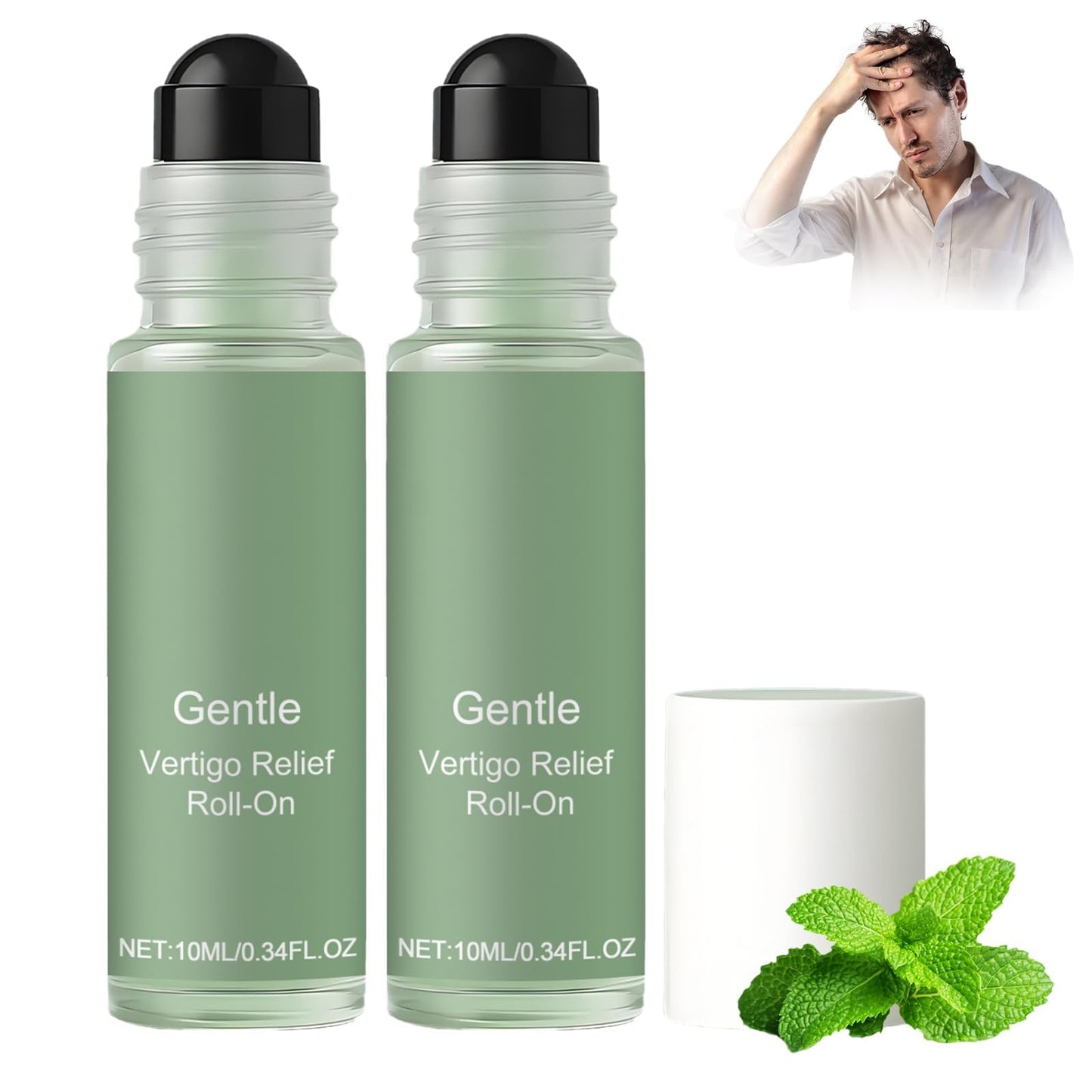 BuyiHoen Vertigo Ease Roll On, Vertisoothe Anti-dizzy Roll-on with Ginger and Mint, Cooling Vertigo Relief with Roller, Portable Travel Ease Roll On, Fast-Acting (2PCS)