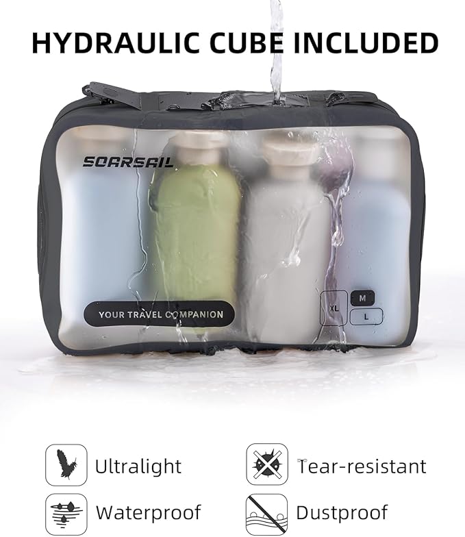 Compression Packing Cubes Travel, XL/L/M/S Luggage Organizers (6 Set, Charcoal Gray)