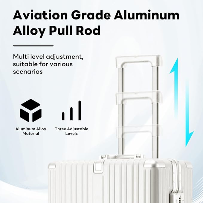 20 Inch Carry On Luggage Suitcase TSA Locks Approved Hardside Lightweight Suitcase With Cup Holder Carry-On Luggage With USB Port Zipperless Design Airline-Approved 360° 8 Double Spinner Wheels