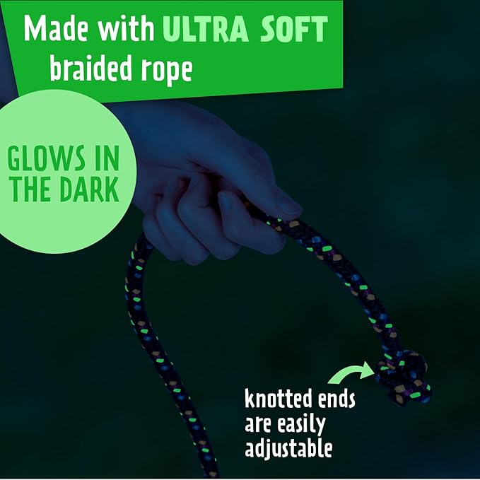 Just Jump It 8 Foot Glow in the Dark Jump Rope for Kids, Active Outdoor Youth Fitness Exercise Equipment, Braided Nylon Gym Accessories