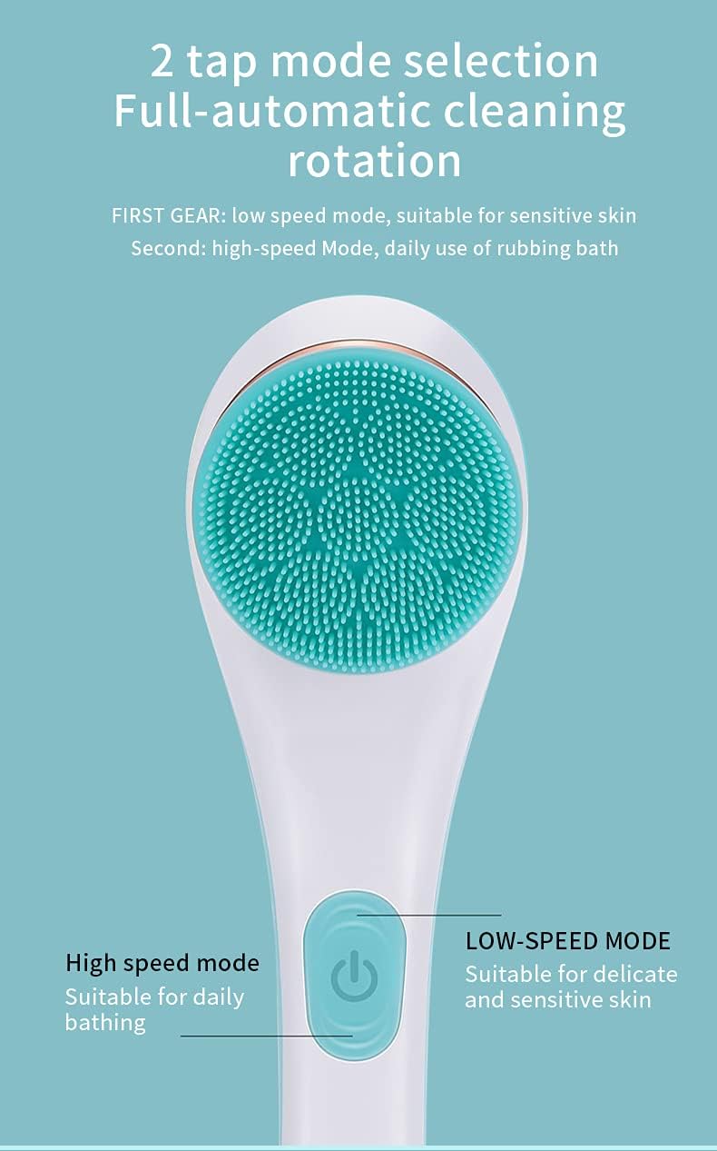 Body Brush Rechargeable, Electric Body Brush Set, Scrubber Shower Brush with Long Handle, Spin Skin Brush with 6 Brush Heads for Cleanse, Massage, exfoliate and Pamper Your Skin in The Shower