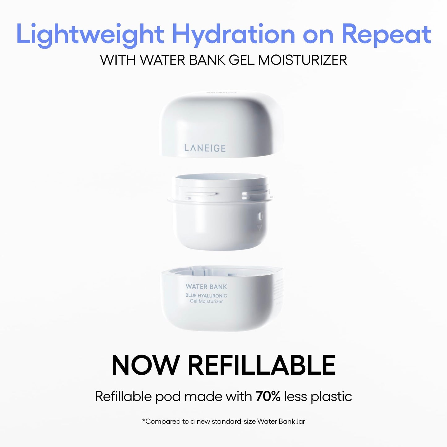 LANEIGE Water Bank Blue Hyaluronic Gel Moisturizer Mini: Lightweight Hydrating Face Gel with Mint Extract, Hypoallergenic & Dermatologist-Tested