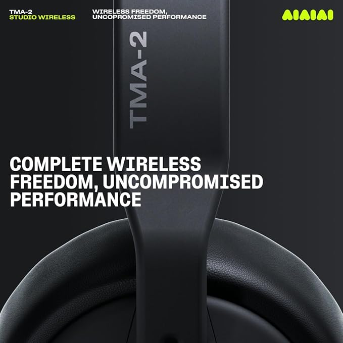 Aiaiai TMA-2 Professional Studio Wireless Headphones, Ultra Low Latency W+ Link, Modular with 40mm Bio-Cellulose Drivers, 20–40H Battery, Memory Foam Ear Pads, and Bluetooth