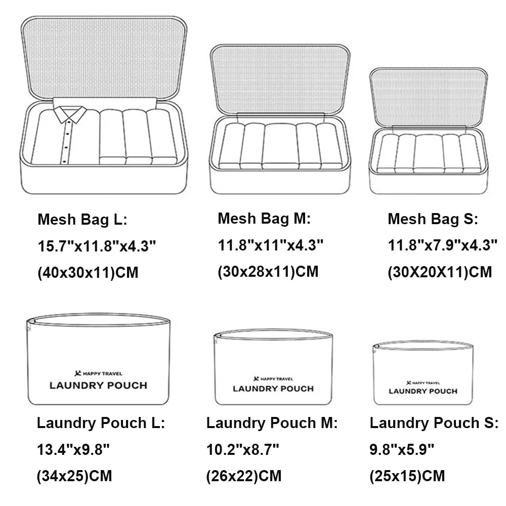 Fxkoolr Packing Cubes 6 pieces Travel Accessories Travel Luggage Packing Organizers Bags for Backpack Suitcases, Grey