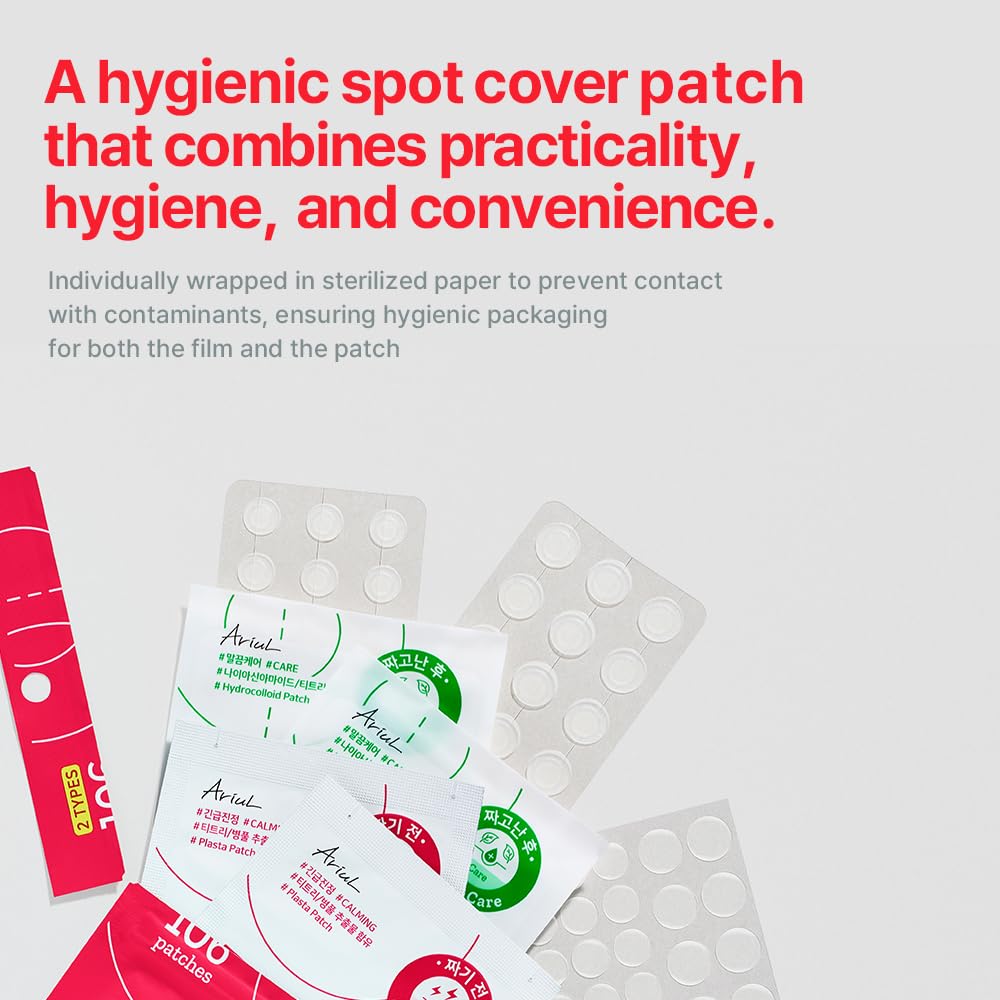 Ariul True AC Spot Cover Duo Set – Before & After Blemish Care, Hydrocolloid Patch with Salicylic Acid, Niacinamide, Tea Tree Oil & Cica, Ultra-Thin, Korean Skin Care, 106 Patches (Red - Duo Set)