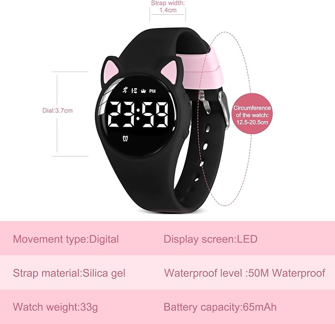 Kids Watches for Girls Boys Digital Sport Watch with Step Counter Pedometer Vibration Alarm Clock, No App Waterproof Fitness Tracker Kids Watch Boys Girls Teens Students Ages 5-16