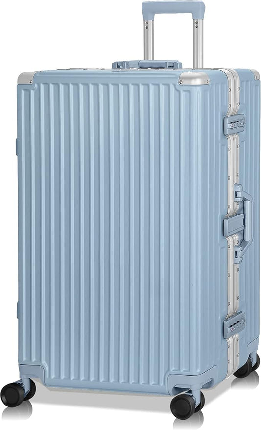 AnyZip Luggage Aluminium Frame Suitcase Hard Shell TSA Lock No Zipper 28In Haze Blue
