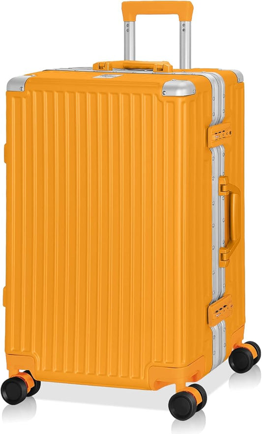 AnyZip Luggage Aluminium Frame Suitcase PC ABS Hard Shell TSA Lock No Zipper 24In Orange