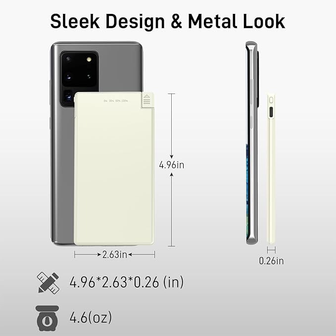 Auskang Thin Portable Charger with Built in USB-C Cable-5000mAh Slim Power Bank Compatible with Samsung, Google Pixel/Android Phones/ iPhone16 15 Series etc-Thin Battery Pack for Outdoor Travel