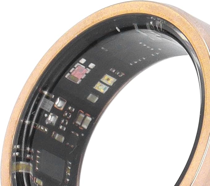 ASHATA Bluetooth Smart Ring Fitness, Health Ring to Monitor Fitness Pedometer Sleep Data, APP Control, Smart Ring for Men Women, Gold (10)