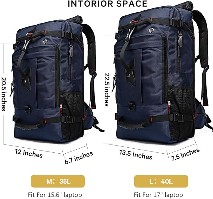 KAKA Travel Backpack, Carry On Backpack Durable Convertible Duffle Bag Fit for 15.6 Inch Laptop for Men and Women(Medium 35L)
