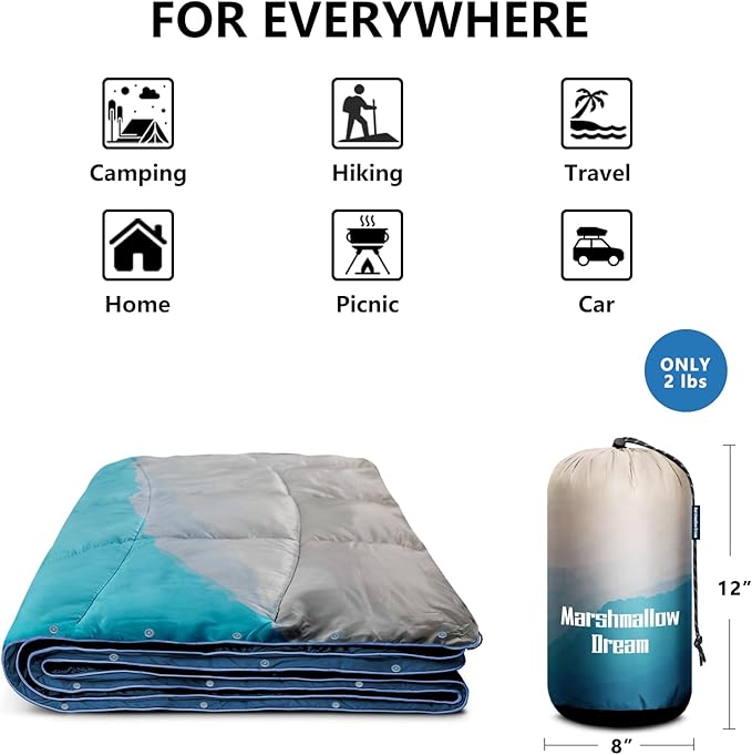 Camping Blanket, Packable Puffy Blankets Lightweight Windproof Waterproof for Outdoors,Hiking, Backpacking,Beach,Car,Picnic,Stadium