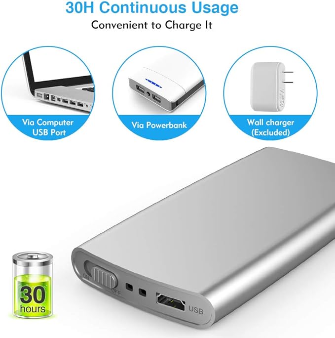 24 Modes Tens Unit Muscle Stimulator, Rechargeable Tens Machine with 8 Electrode Pads (American Gel), Electric Pulse Massager for Pain Relief Therapy(Silver)