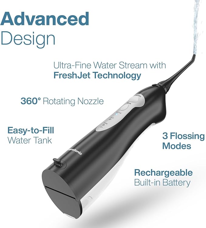 AquaSonic Aqua Flosser - Cordless Rechargeable Water Flosser for Teeth - Waterproof, Portable Oral Irrigator for Dental Cleaning with 5 Jet Tips – Braces Home Travel