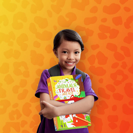 FIRSTJIGGLE First Jiggle Animal Travel Art Kit | 60-Page Portable Coloring Set for Kids 3+ | Includes 2 Coloring Pads & 12 Color Pencils | Fun Travel Activity for Road Trips & Flights