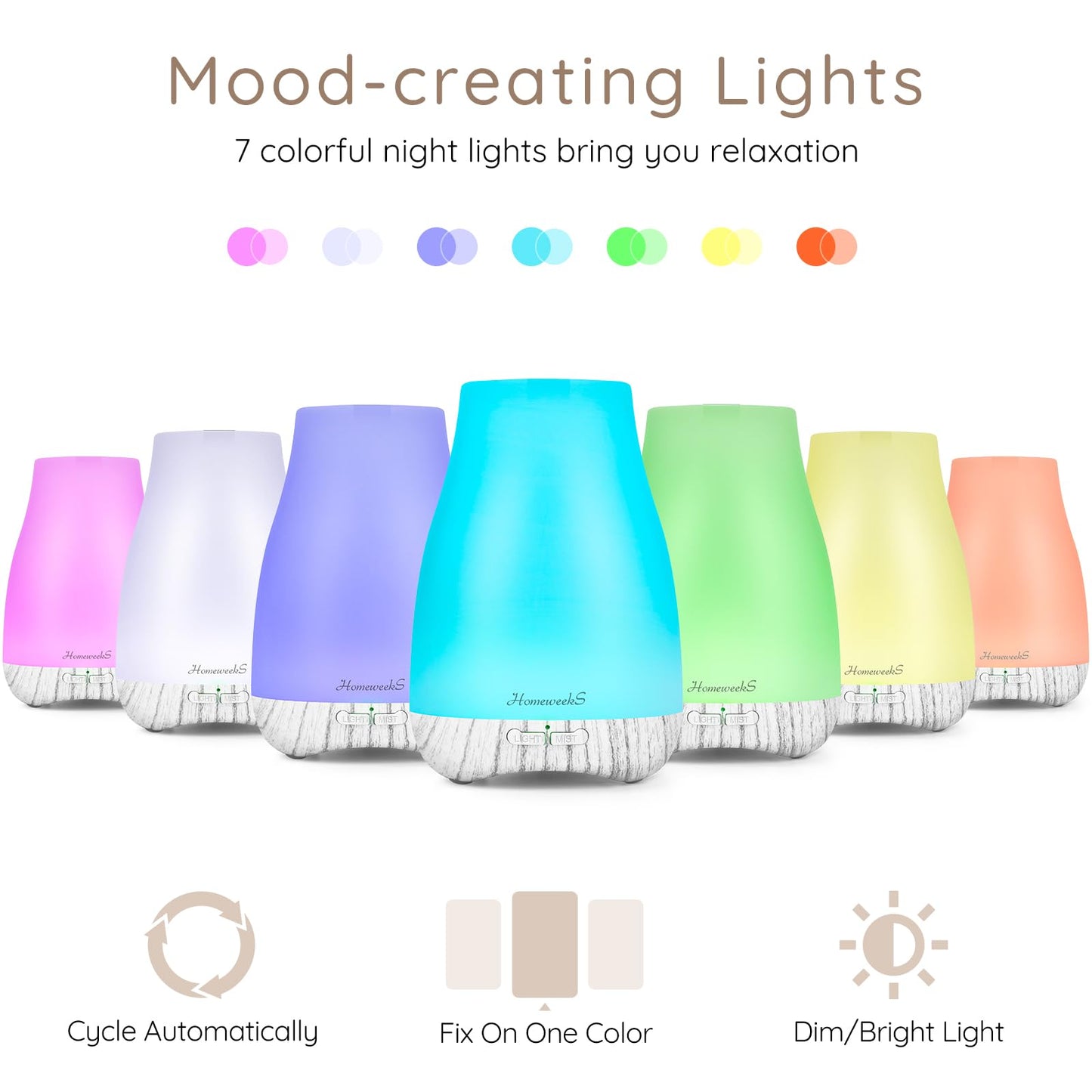 Aromatherapy Essential Oil Diffuser for Room: Air Humidifier Aroma Scent Cool Mist Diffusers Colorful Light Cute Mini Small Waterless Auto Off Ultrasonic for Home Bedroom