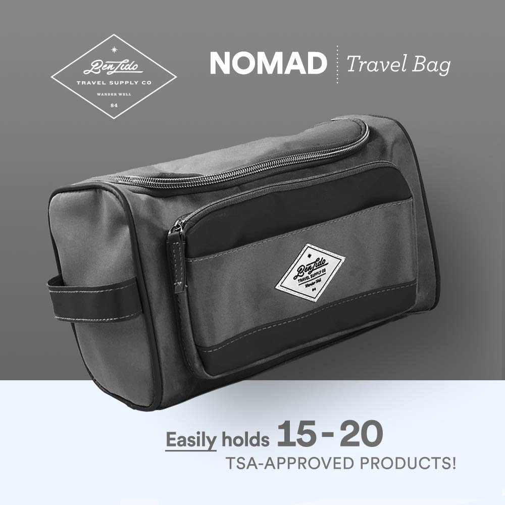 Convenience Kits International Men's Premium 15-Piece Kit wth Travel Size TSA Compliant Essentials, Featuring: Head & Shoulders Dandruff Shampoo Classic Clean and Palm Scalp Brush in Black Dopp Bag