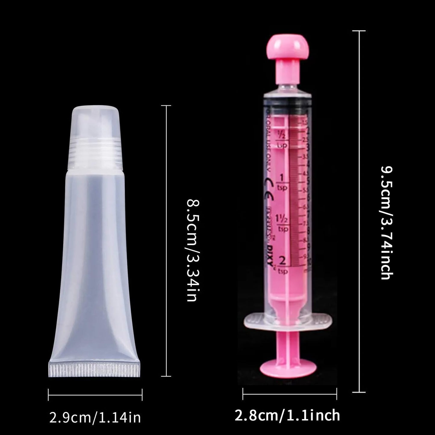 uadbau 6PCS Empty Lip Gloss Tubes - 8ml Clear Lip Balm Tubes with 5ml Syringes - Refillable Squeeze Lip Balm Containers - Mini Cosmetic Soft for DIY Lip Gloss and Travel Toiletries