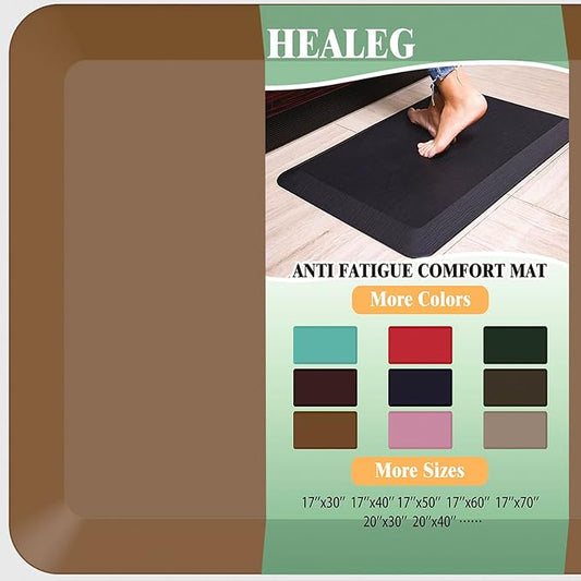 Anti Fatigue Floor Mat,Kitchen Mat, Standing Desk Mat – Comfort at Home, Office, Garage - Polyurethane(PU) Foam (Brown, 40" L x 17" W x 1" Th)
